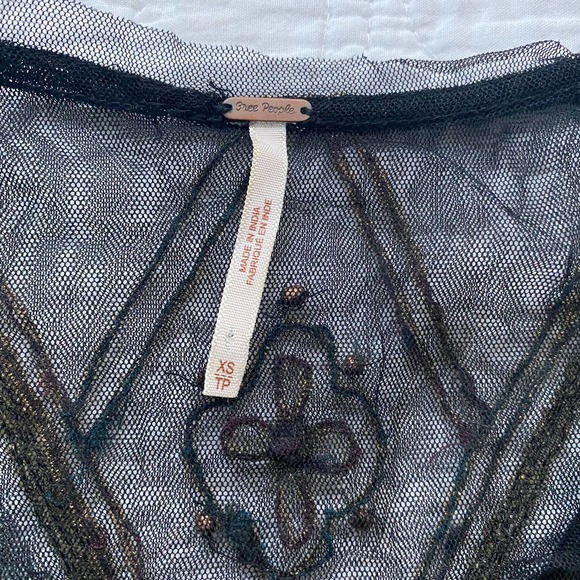 🖤 Free People Black Beaded Mesh Tunic Top - Picture 5 of 5